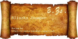 Bliszka Zsombor névjegykártya